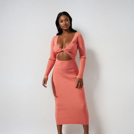 Fall orange sweater dress